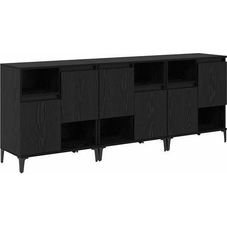 3 pcs Buffet,Meuble de Rangement,Bahuts Chêne noir 60 x 35 x 70 cm Bois d'ingénierie CFW212646 (1/5)