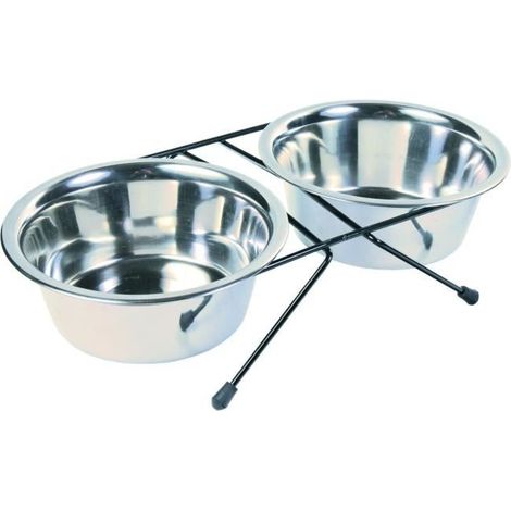 TRIXIE - GAMELLES BOLS EN INOX POUR CHIEN - SUPPORT STAND ET FIL - TAILLE 15 CM 4011905248325 (1/3)