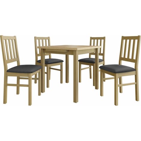 Conjunto de mesas y sillas para comedor Victorville 275, Roble Sonoma, 76x80x80cm, Diámetro: 0, Número de asientos: 4, Estilo: Contemporary