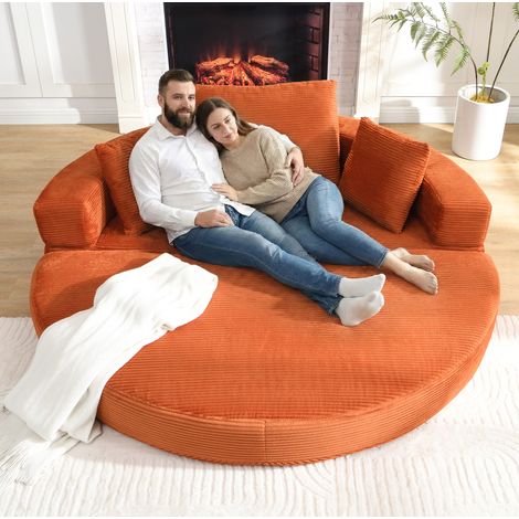 Canapé-lit pliable 173x176 cm orange en mousse avec coussins et design 2-en-1 (1/5)