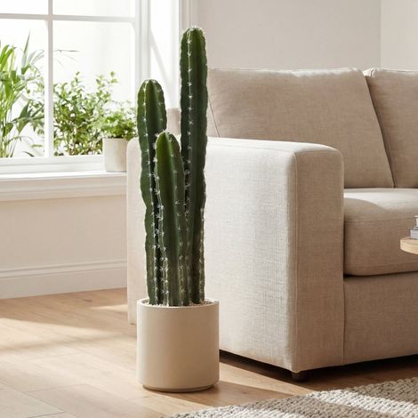 Pianta artificiale cactus 95 cm con vaso decorativo, steli regolabili, verde DESVIAE (1/5)