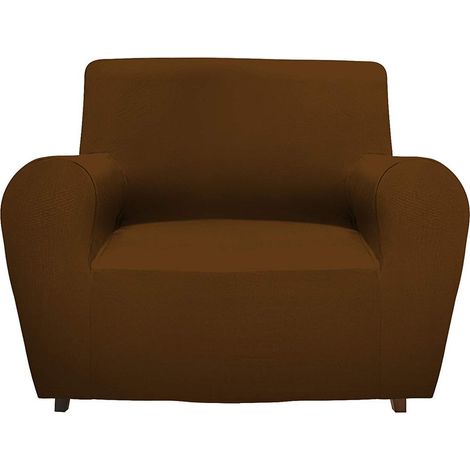 GEMITEX Magico COPRIPOLTRONA in Tessuto Tinta Unita ED Elasticizzato, Polyester, Marrone, POLTRONA CON SCHIENALE FINO A 120 CM (1/4)