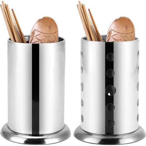 Porte-couverts, lot de 2 porte-ustensiles de cuisine, en acier inoxydable (1/5)