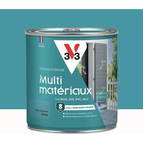 Peinture extérieure V33 Multi-matériaux Satin Bleu turquoise 0,5 L (1/3)
