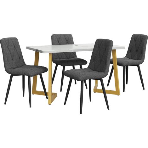 Set pranzo con 4 sedie grigio scuro e tavolo 117x68 cm in MDF effetto marmo MODENUIT (1/5)