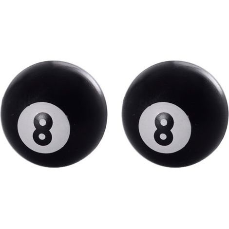 Dadi, tappi, tappi valvola, valvola AV, palla decorativa in alluminio 8-BALL, palle nere n. 8, 2 pezzi (1/2)