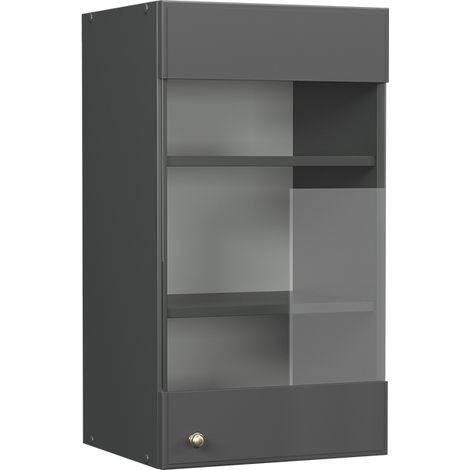 Mobile da cucina in vetro Fame-Line, Antracite-oro rustico, 40 cm, Vicco (1/5)