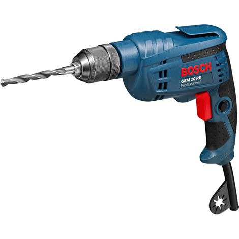 Bosch Professional GBM 10 RE - Taladro sin percusión (600 W, Ø max perforación acero 10 mm, en caja)