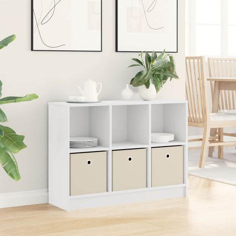 Buffet blanc avec 3 tiroirs et étagères, meuble d’appoint 88,5 x 27,5 x 63,5 cm - PANGIVO (1/5)