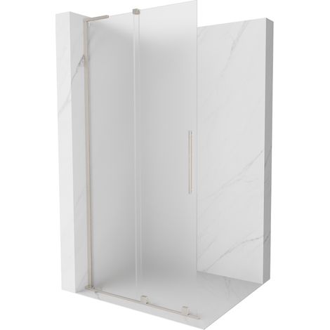 Mexen Velar L Duschwand Schiebbar Walk-in 90 x 200 cm, Frostglas 8 mm, gebürsteter Nickel - 871-090-003-33-97 (1/5)