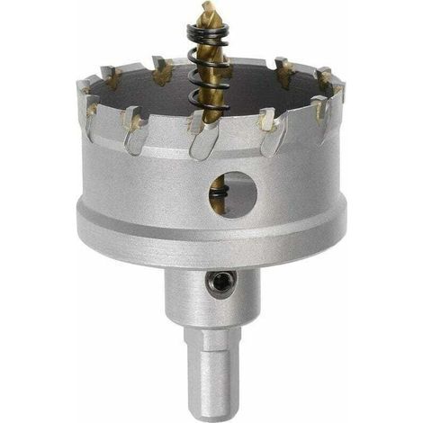 Fraise-trépan en carbure de 60 mm, scies cloches pour tôle en acier inoxydable, pas de limite de tige triangulaire antidérapante, avec foret central revêtu de titane (1/3)