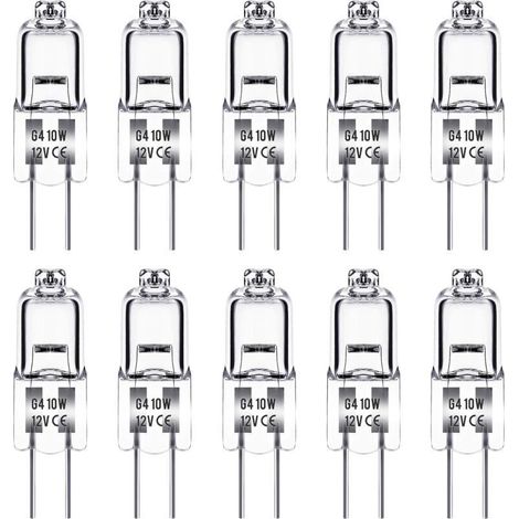 Ampoule halogène G4 12V 10W – Lumière blanche chaude 2800K – Lot de 10 ampoules – IRC 99, angle de faisceau 360° (1/5)
