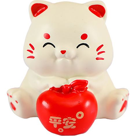 Bougie de tableau paysage miniature (Paix et Sécurité) - Figurine chat porte-bonheur en résine - Décor console auto ou maison - 3cm (1/5)