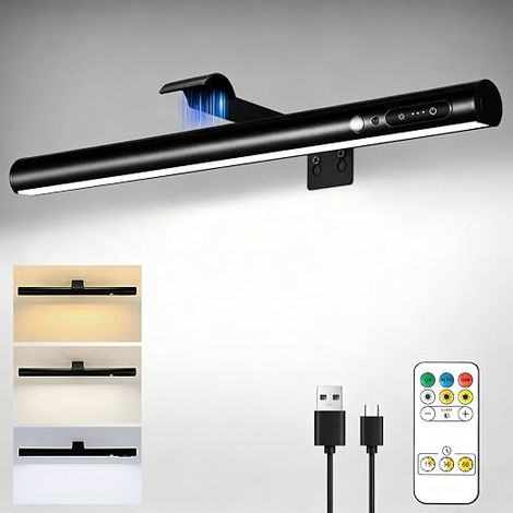ENCOFT Eclairage Tableau sans Fil 5000mAh 40cm Applique Murale Intérieure avec 3 Températures de Couleur Lampe Murale sans Fil Dimmable Lampe LED Rechargeable avec Télécommande Noir (1/5)