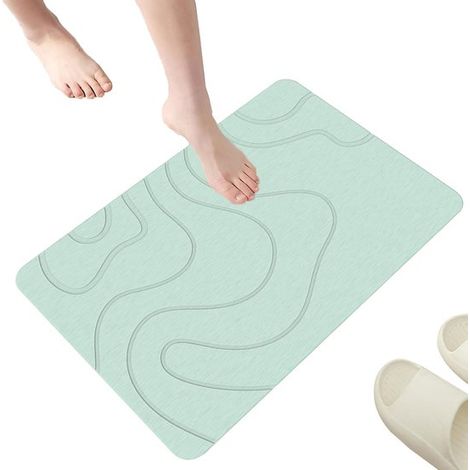 Saugfähige Badematte, 40 x 60 cm, Kieselgur-Badematte, rutschfeste Kieselgurmatte, rutschfeste Duschmatte, Badezimmermatte, WC-Matte, Grün (1/5)