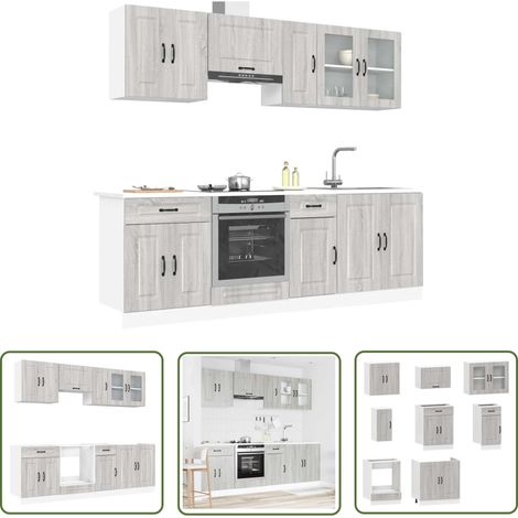 vidaXL 8-tlg. Küchenschrank-Set Kalmar Grau Sonoma Holzwerkstoff (1/5)
