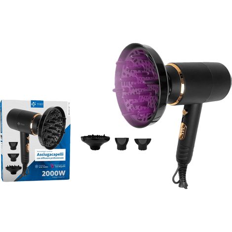 Secador de pelo, tecnología de iones negativos, velocidad ajustable, W1106 (1/2)