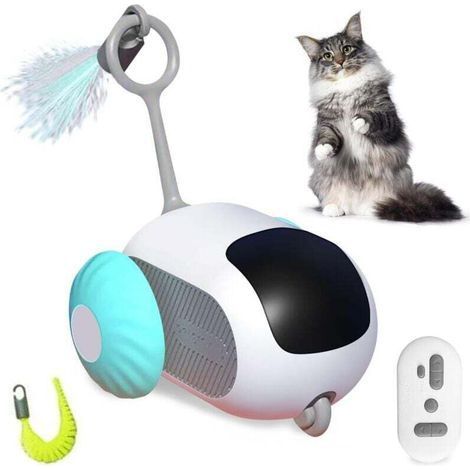 pair Jouet électrique intelligent pour chat avec télécommande, jouet interactif d'intérieur, rechargeable par USB (bleu) (1/4)