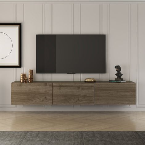 Mobile TV sospeso con armadietti 150 cm noce HAL
