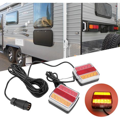 12V wasserdichte, ultrahelle 16-LED-Anhängerrückleuchte, Signalleuchte mit Magnet, Bremslicht für Anhänger, blau und rot (1/5)