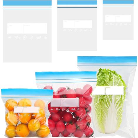 70 Pieces Reusable Freezer Bags with Zipper for Fruit, Vegetable, Meat, Cereal, Snacks (1/5)