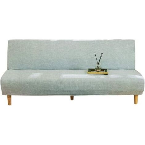 Housse de canapé sans accoudoirs, canapé-lit pliant imprimé en élasthanne élastique coulissant, housse de protection pour meubles de canapé sans accoudoirs (lin gris, 180-220 cm) (1/4)
