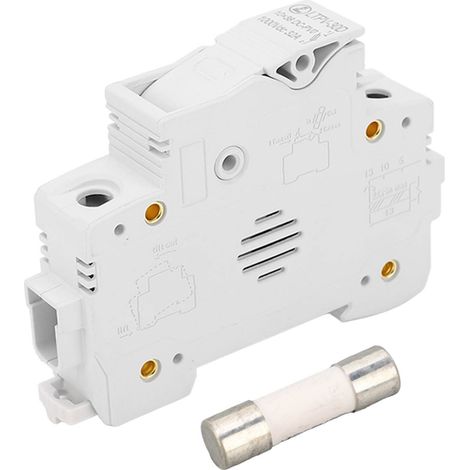 Porte-fusible DC 1P 32A sur rail DIN, base ignifuge pour fusibles PV 10x38mm 20A, 1000VDC, sans voyant (1/5)