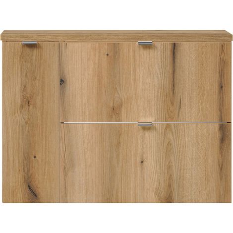 Mobile Sottolavabo Pensile NEWPORT a 2 Cassetti e Anta 80x60x40 cm - Effetto Rovere [en.casa]