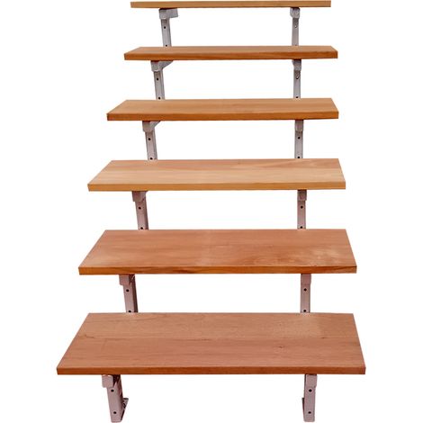BALI Gartentreppe Stahl H105cm - 6 Bankirai Hartholz Stufen B60cm