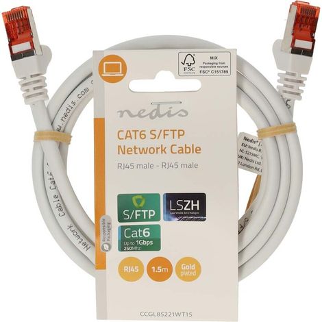 Nedis CAT6-Netzwerkkabel / RJ45 Stecker / RJ45 Stecker / S/FTP / 1.50 m / Rund / LSZH / Weiss / Label