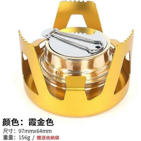 Réchaud à alcool portable d'extérieur avec casque coupe-vent et support fixe pour vaporisateur de liquide, idéal pour le camping.