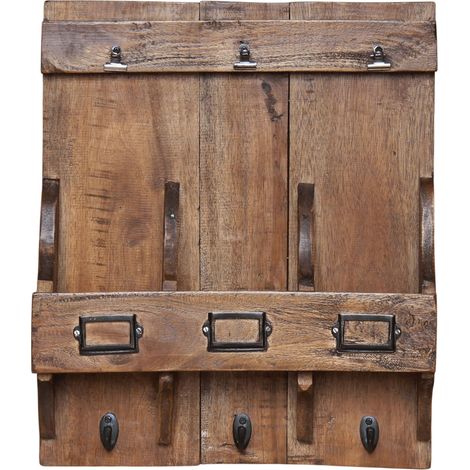 Armadietto portachiavi da parete in legno con ganci (1/5)