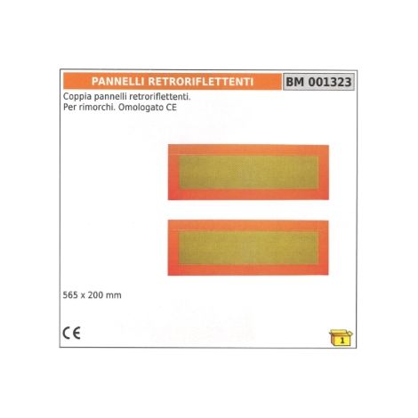 Coppia pannelli retroriflettenti omologati CE per rimorchi  codice 001323