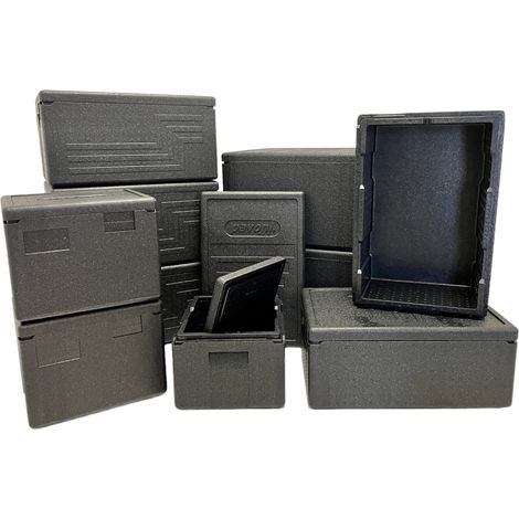 Contenitore isotermico E : H37xP49xL69 cm scatola termica in EPP con coperchio, scatola isolante professionale per alimenti caldi e freddi, catering EPP box trasporto ecoline gobox (1/5)