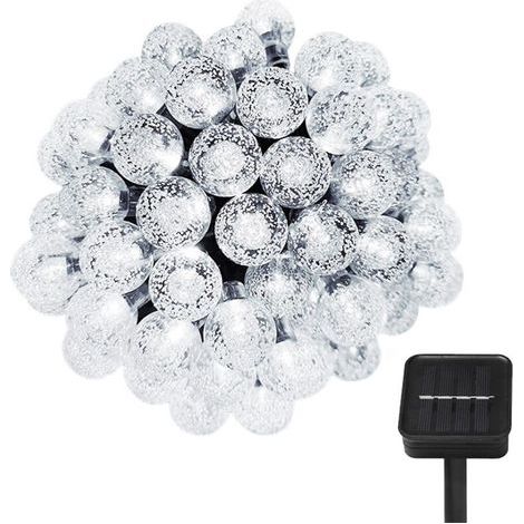 Lumières de Noël, 9,5 m, 50 LED, 8 modes, étanche, capteur de lumière, à énergie solaire, blanc (1/5)