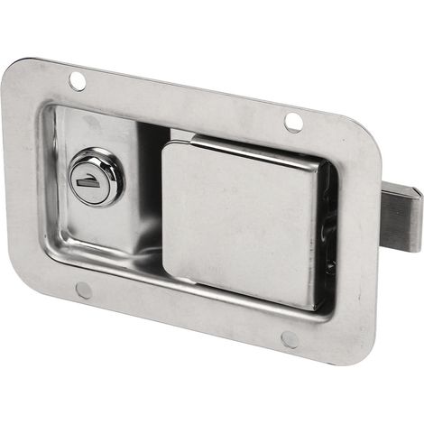 Poignée de verrouillage à palette 140x90mm acier inoxydable 304 pour porte d'entrée camping-car, camion, caravane et van, serrure à bouton et pêne dormant (1/5)