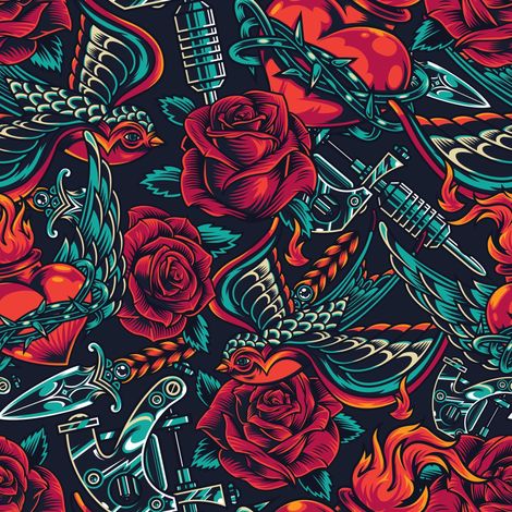 Tela decorativa Oxford para exteriores - motivo de rosas y corazones con espinas I DR285 (1/5)