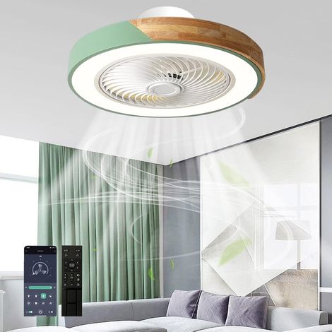 Ventilateur de plafond moderne avec éclairage, plafonnier, ventilateur et télécommande, 3 couleurs d'éclairage intelligentes, 6 vitesses, minuterie, pour salon, chambre, chambre d'enfant (Couleur : Ve (1/5)
