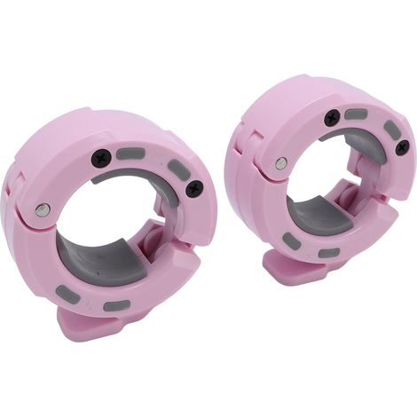 Lot de 2 pinces magnétiques à dégagement rapide pour barres d'haltères de 50 mm, idéales pour l'entraînement de musculation (rose/gris). (1/5)
