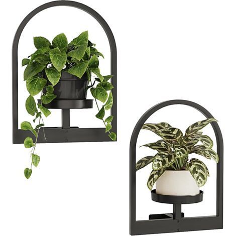 Lot de 2 Support pour plantes d'intérieur, suspension murale pour plantes, jardinières pour plantes d'intérieur, rond (1/5)