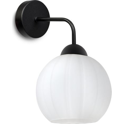 Applique murale Costa noire à 1 lampe, boule blanche E27 (1/5)