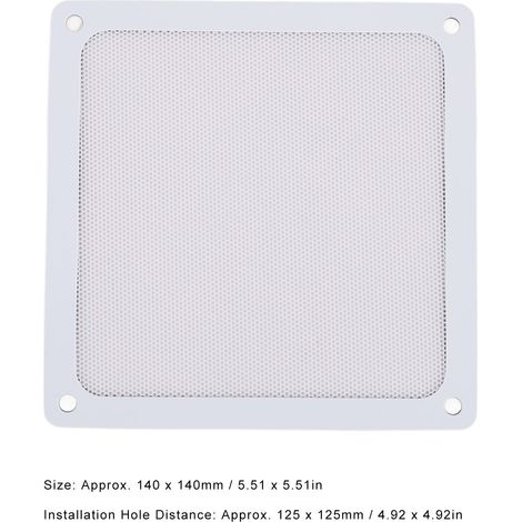 Ortviai Filtre à poussière magnétique pour ventilateur PC – Grille en PVC fine 140 x 140 mm, blanc, 4 pièces (1/4)