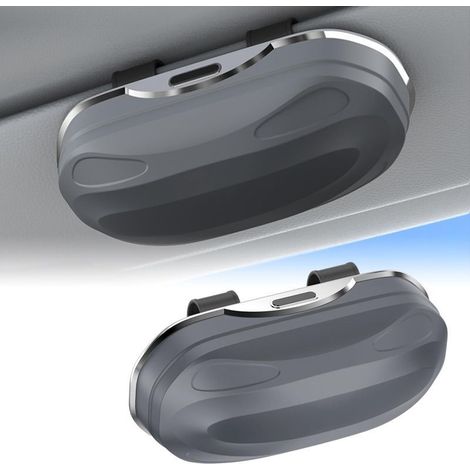 étui à lunettes pour pare-soleil de voiture – Botier de rangement protecteur et clip organisateur – Accessoire intérieur pour SUV, berlines et pick-ups – Gris (1/5)