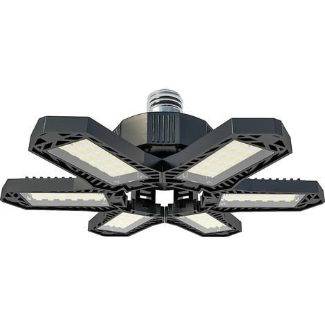 Lampe LED de garage, plafonnier mini avec 6 panneaux ajustables déformables, ventilateur intégré, 100-265V (1/5)