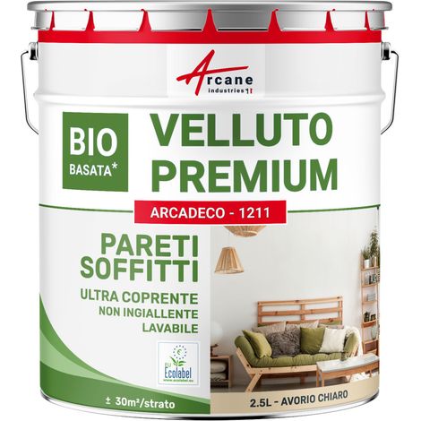 Pittura vellutata per pareti e soffitti: ARCADECO - 1211 - 2,5 L (+ o - 30m² per strato) Avorio Chiaro - RAL 1015 - ARCANE INDUSTRIES (1/5)