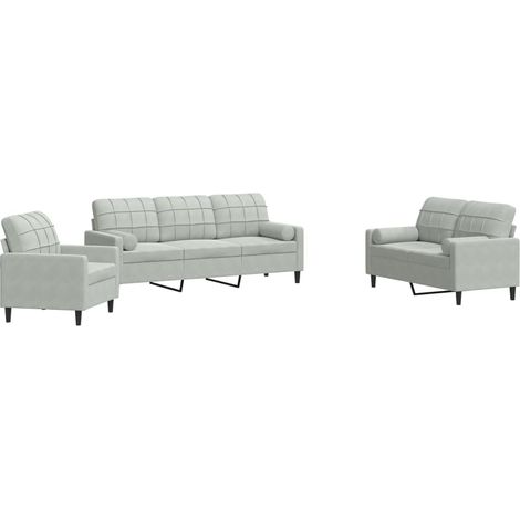 Maison Exclusive - Set di Divani 3 pz con Cuscini e Rinforzi Grigio Chiaro Velluto