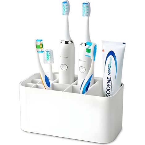 Dailygoods Zahnbürstenhalter aus hochwertigem Kunststoff Bambus Trennwände 5 Fächer Multifunktional Badezimmeraccessoires Abnehmbares Design Aufb (1/5)