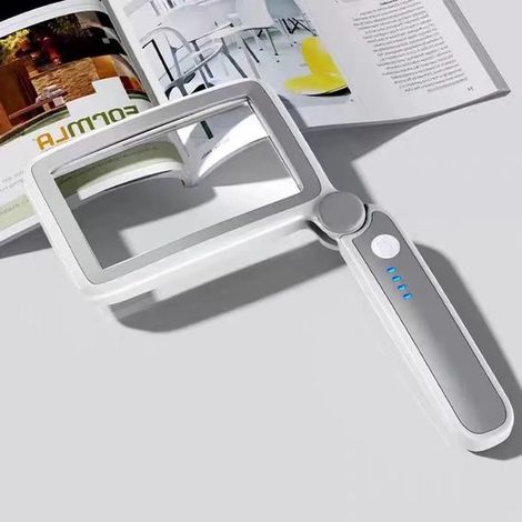 Lente d'ingrandimento pieghevole ricaricabile con illuminazione, ingrandimento 4x, LED dimmerabile, per leggere caratteri piccoli (per anziani/ipovedenti) (1/2)