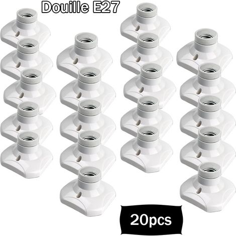 Lot de 20 douilles à vis E27 pour plafonnier, douille pour éclairage de garage E27, courant 220-240 V, douille pour ampoule LED, douille pour plafonnier E27, douille pour applique murale en plastique,