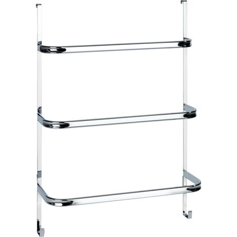 WENKO Portasciugamani per bagno Irpinia, Portasciugamani da parete senza foratura da appendere, Acciaio, 54,5x77,5x21,5 cm, cromato